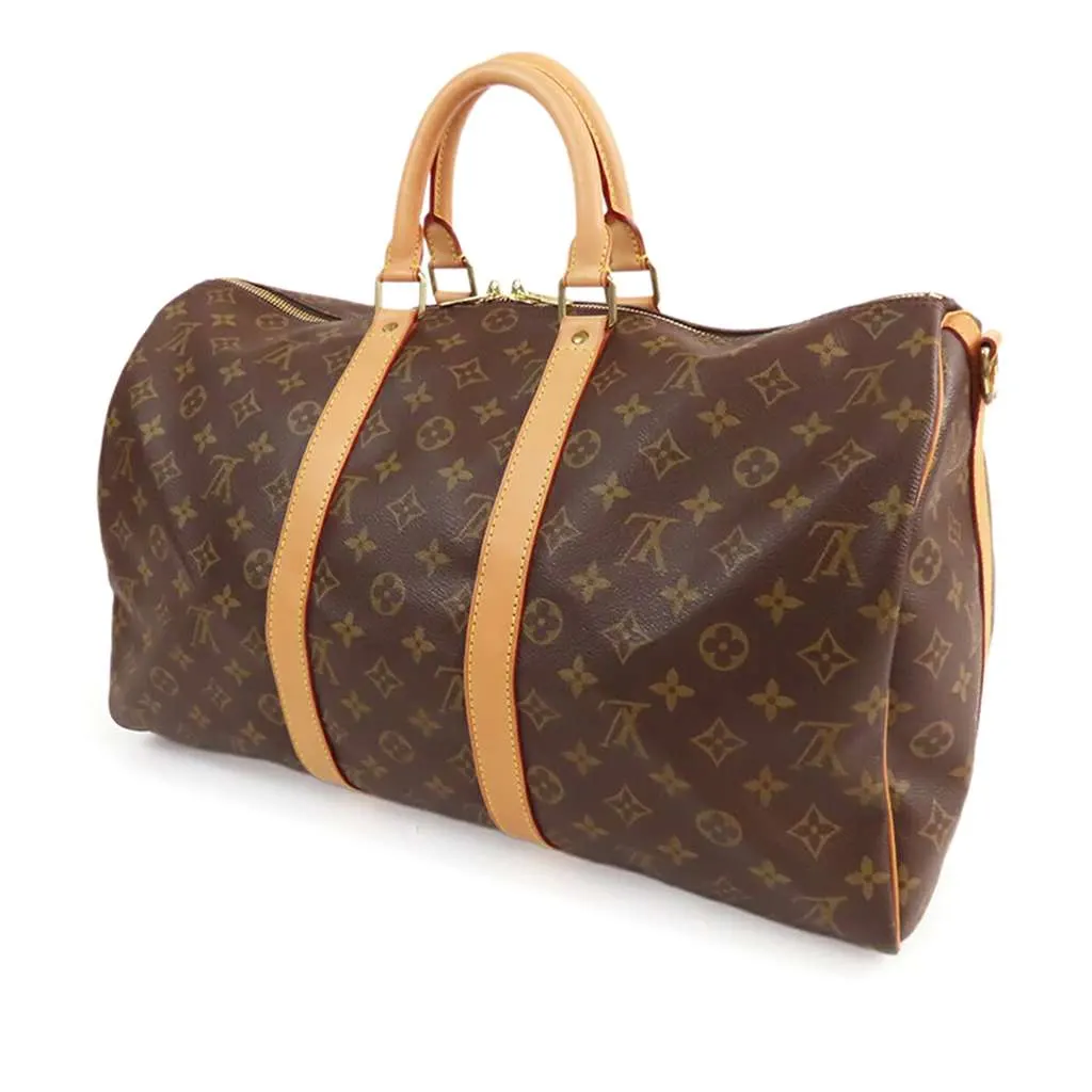 Louis Vuitton Monogram Keepall Bandouliere 45 Brown Good - Back View