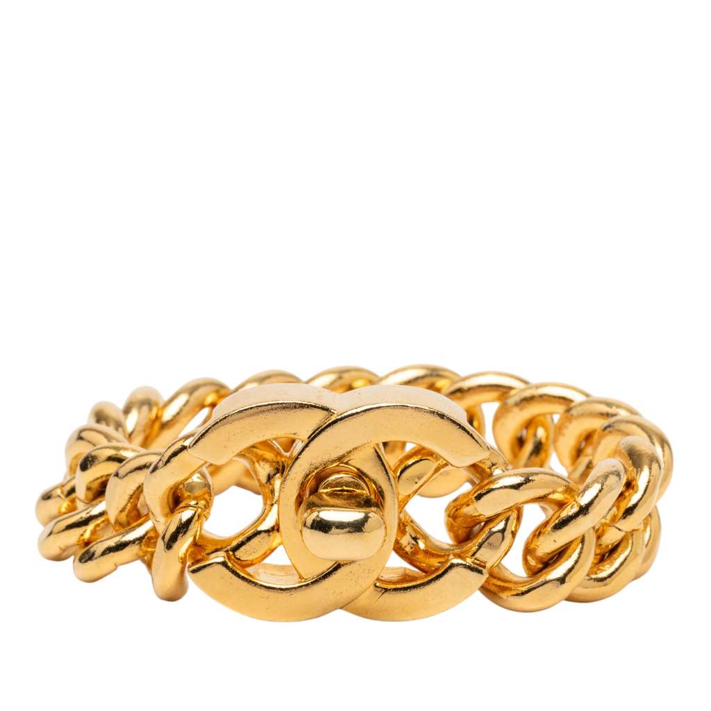 Chanel Gold Plated CC Turn Lock Bracelet