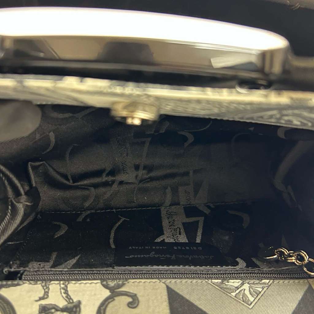 Salvatore Ferragamo Printed Canvas Acrylic Top Handle Bag - 3