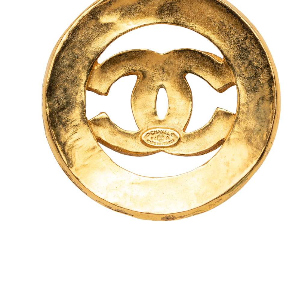 Chanel Gold Plated Gripoix CC Round Pendant Necklace - 3
