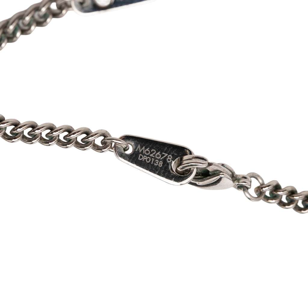 Louis Vuitton Silver Plated Gambling Plate Necklace - 4