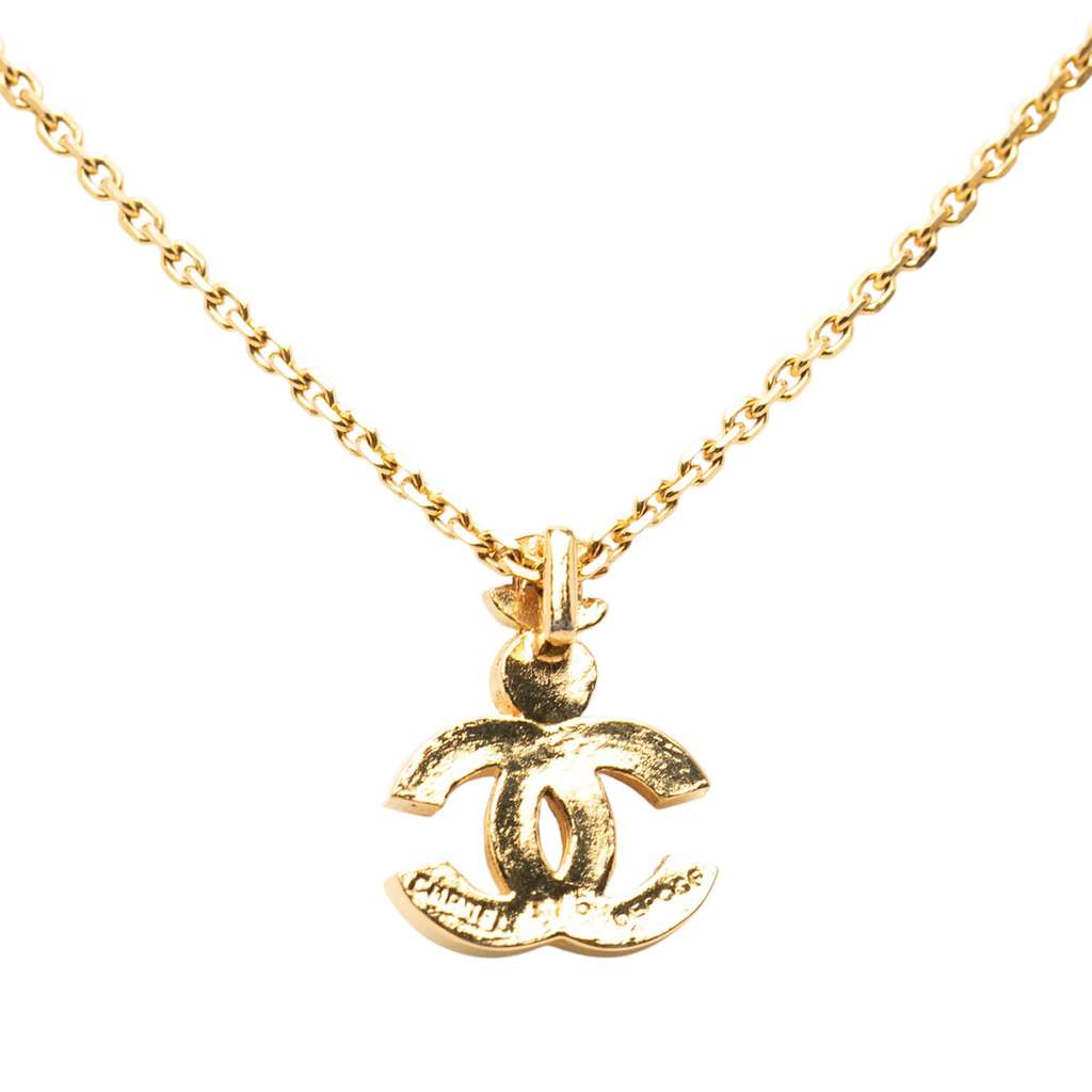 Chanel Gold Plated Enamel CC Pendant Necklace - 2