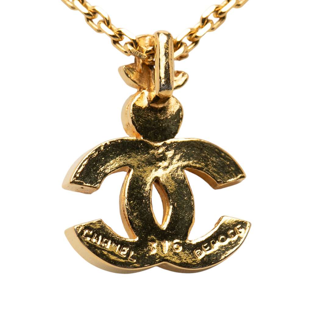Chanel Gold Plated Enamel CC Pendant Necklace - 3