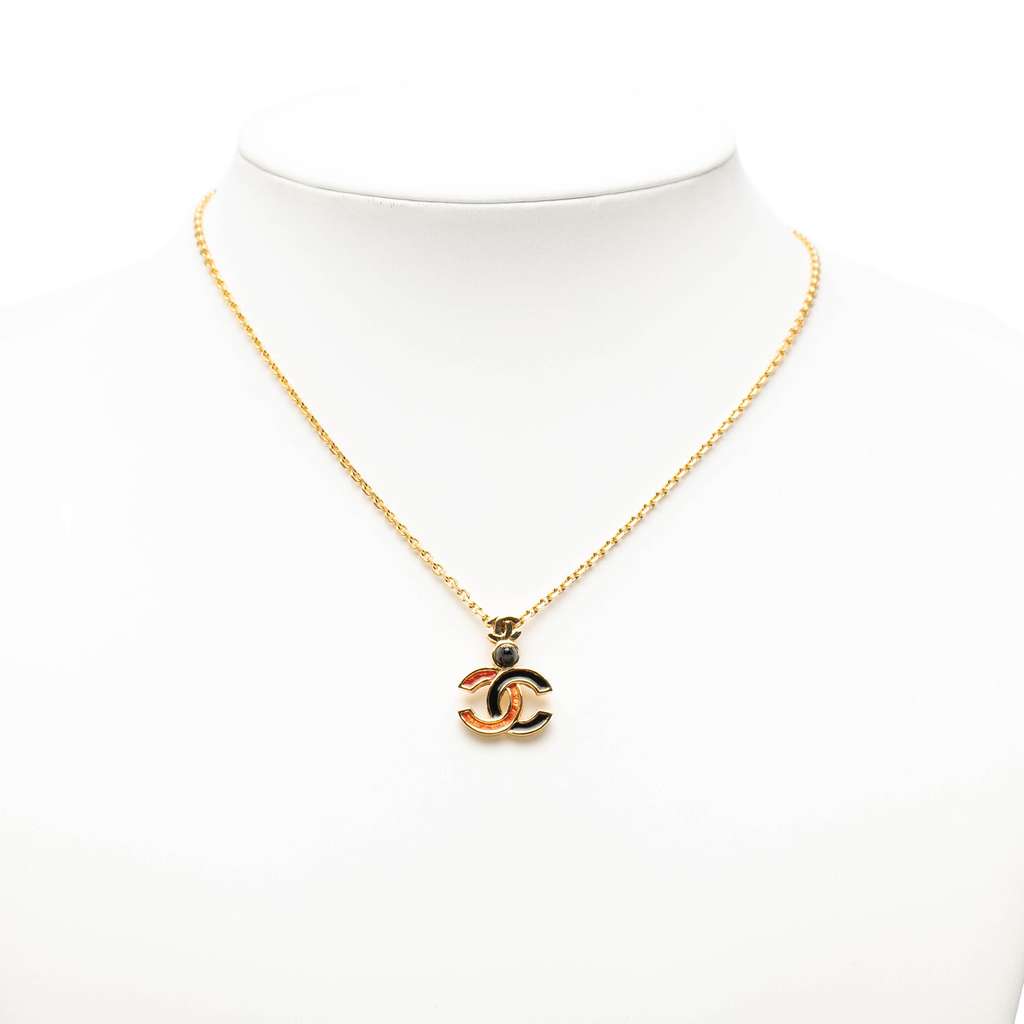 Chanel Gold Plated Enamel CC Pendant Necklace - 5