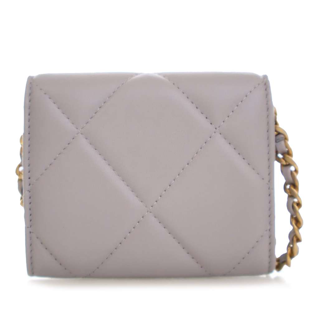 Chanel Quilted Lambskin 19 Flap Coin Purse With Chain - 2