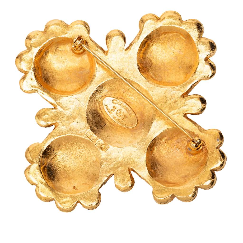 Chanel Gold Plated Lion Logo Cross Brooch - 2