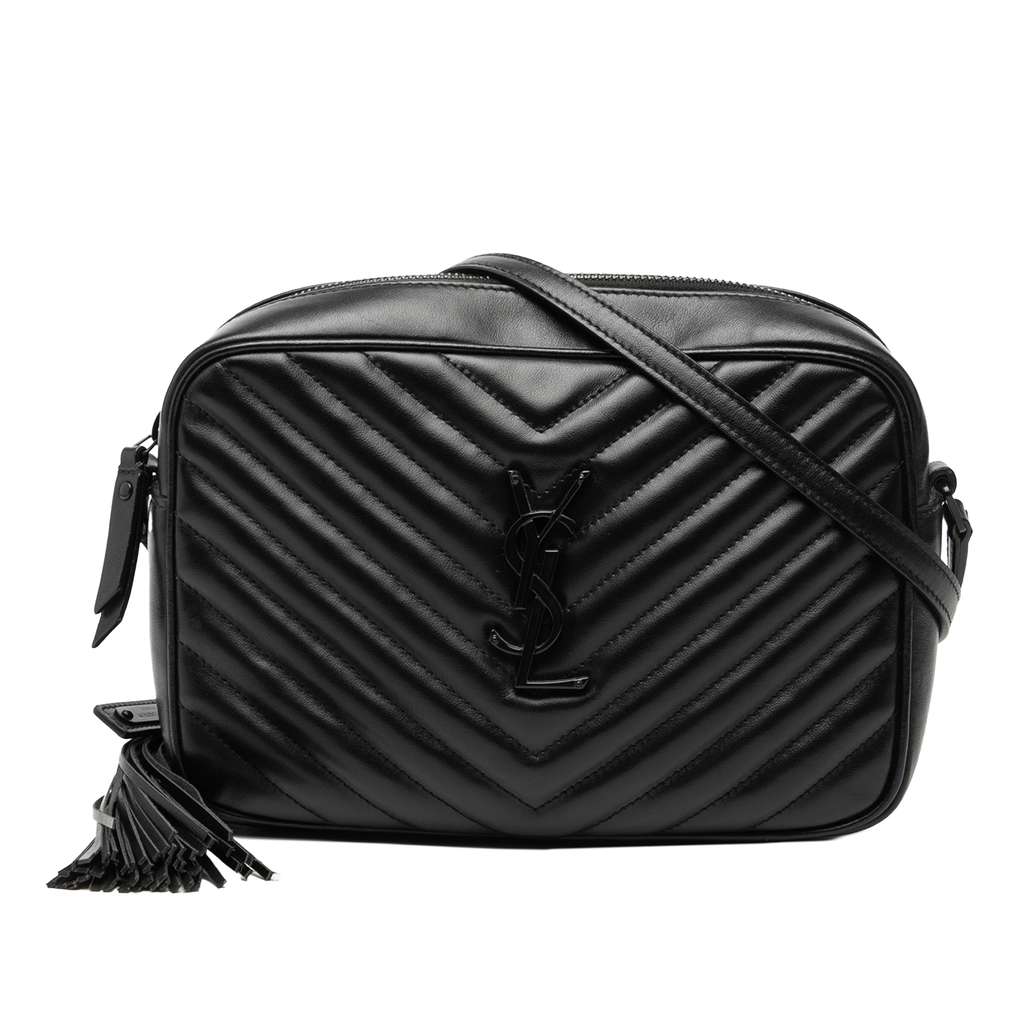 Saint Laurent Chevron Calfskin Monogram Monochrome Lou Camera Bag