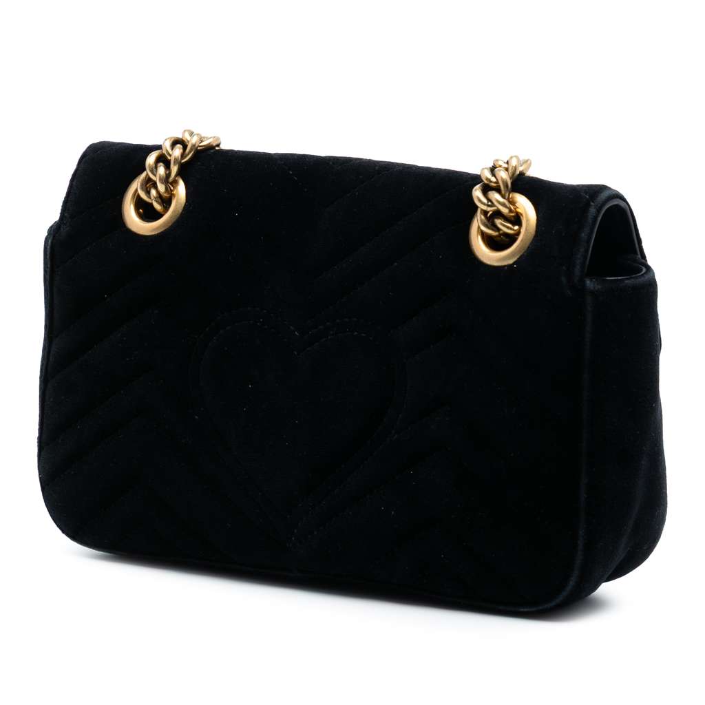 Gucci Small GG Marmont Matelasse Velvet Shoulder Bag - 2
