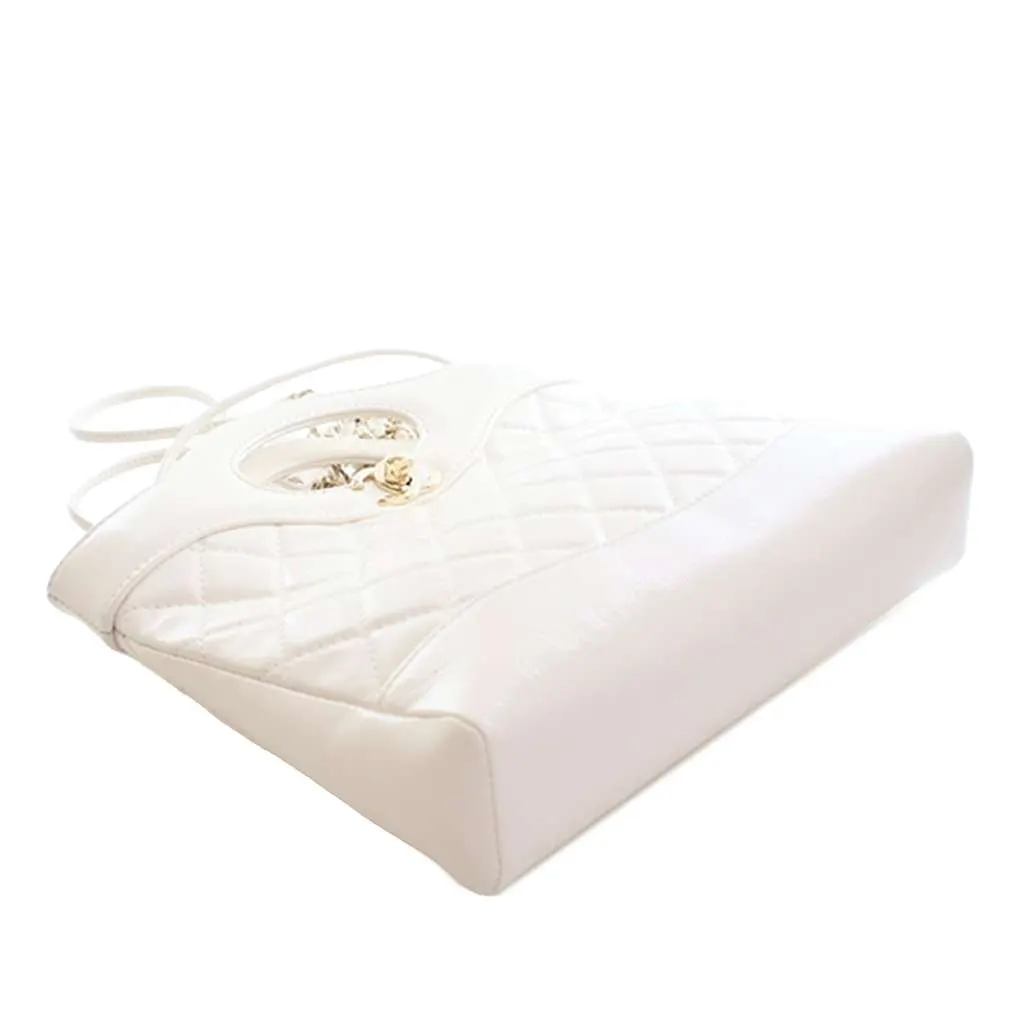 Chanel Mini Shiny Lambskin 31 Shopping Bag White Leather Good - Box View
