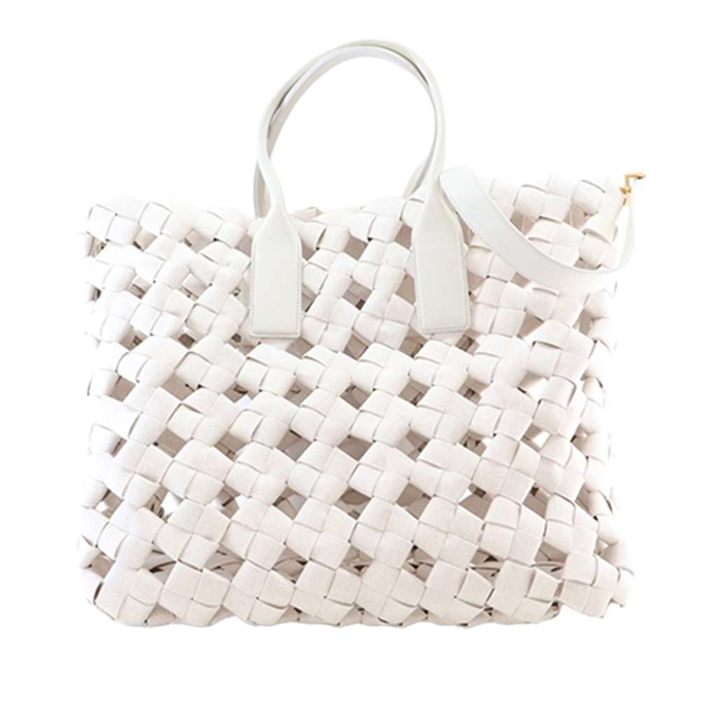Bottega Veneta Canvas Window Woven Satchel
