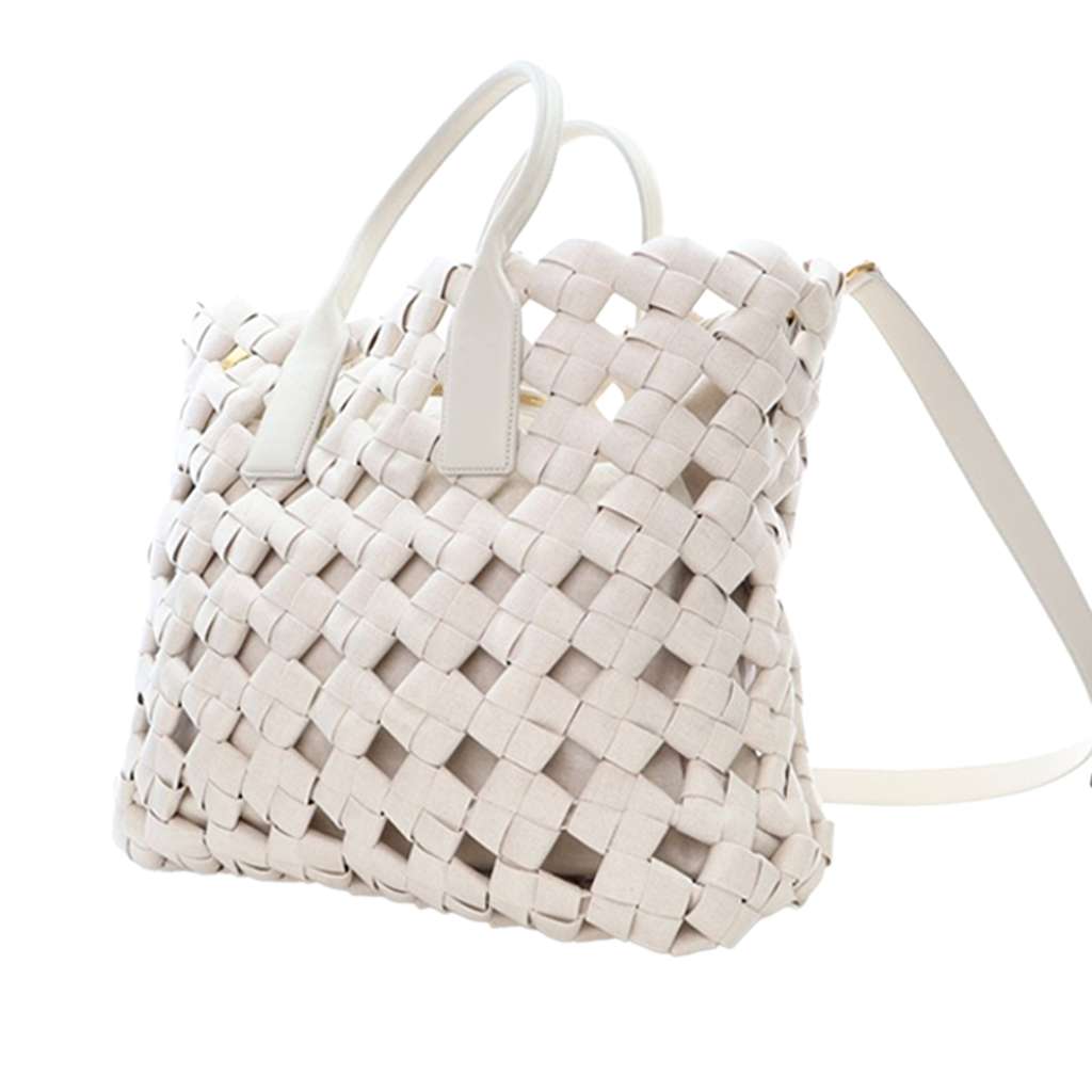 Bottega Veneta Canvas Window Woven Satchel - 2