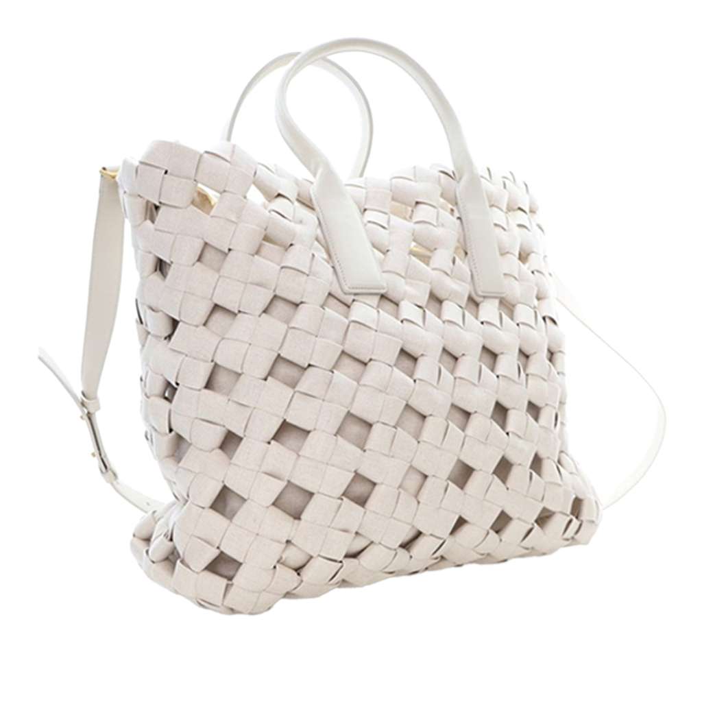 Bottega Veneta Canvas Window Woven Satchel - 3