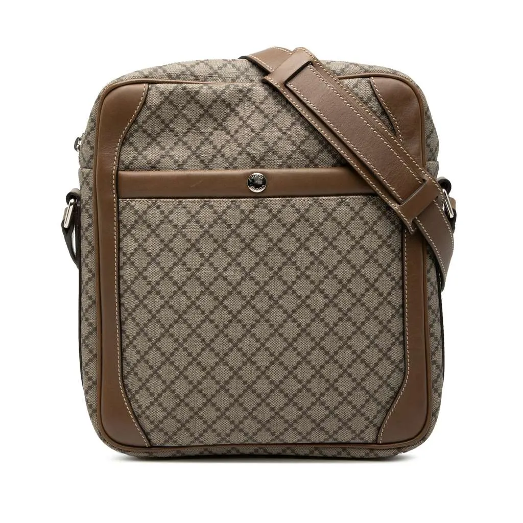 Gucci Diamante Coated Canvas Zip Crossbody Brown Canvas Very good - Front View