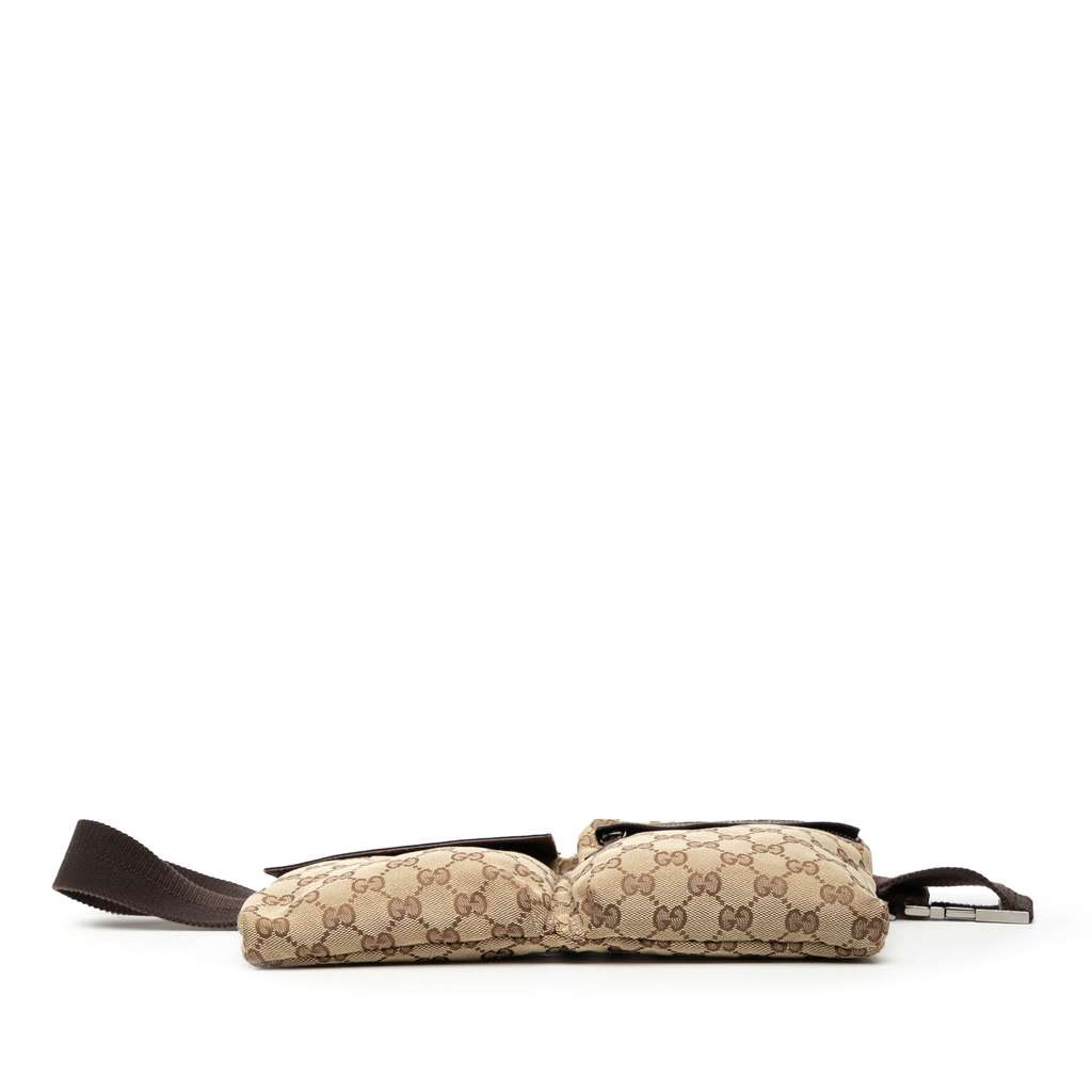 Gucci GG Canvas Double Pocket Belt Bag Brown Canvas Good condition - Inside View