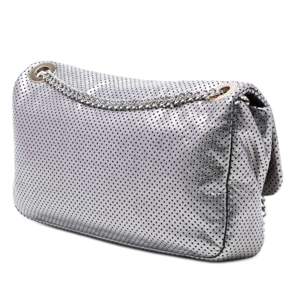 Chanel Medium Reissue Perforated Calfskin Drill Flap Silver Leather Good condition - Back View