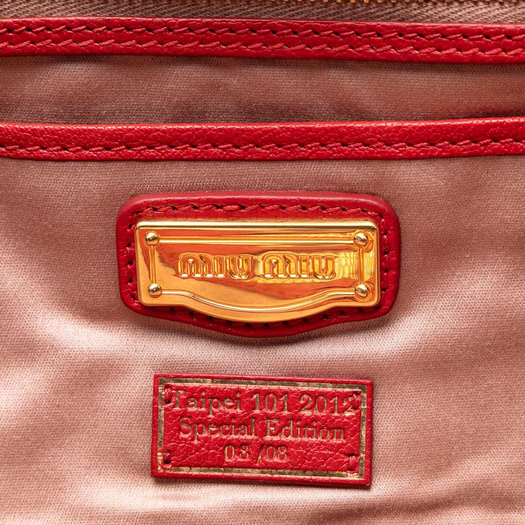 Miu Miu Nappa Turn Lock Frame Top Handle Bag Red Leather Good condition - Box View