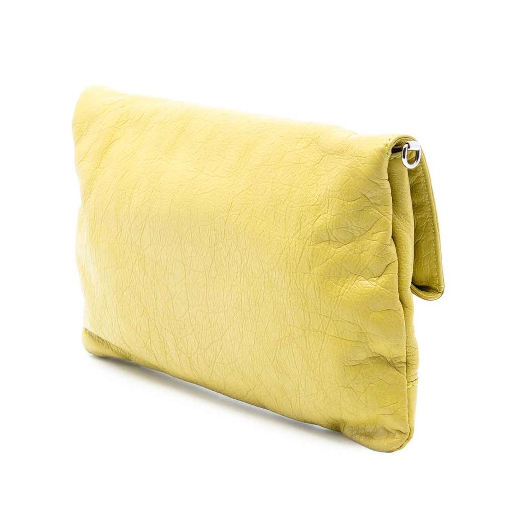 Balenciaga Lambskin Motocross Giant 12 Envelope Clutch With Strap Yellow Leather Good condition - Back View