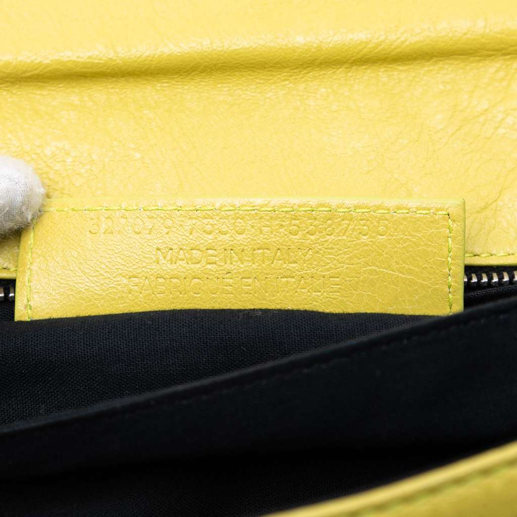 Balenciaga Lambskin Motocross Giant 12 Envelope Clutch With Strap Yellow Leather Good condition - Box View