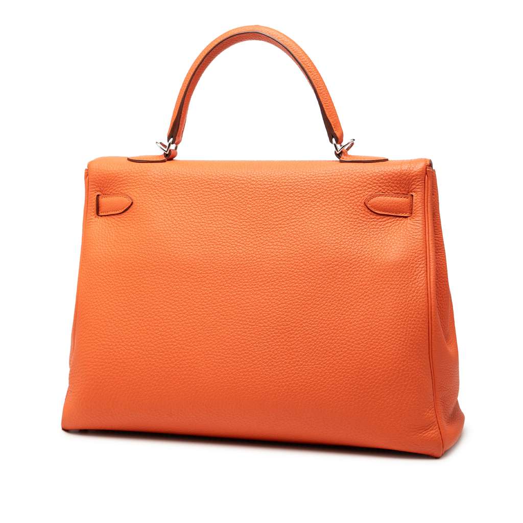 Hermès Togo Kelly II Retourne 35 Orange Leather Good condition - Back View
