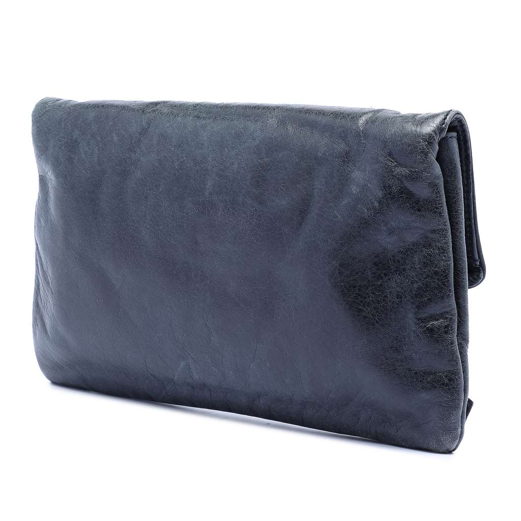 Balenciaga Lambskin Motocross Giant 21 Envelope Clutch Blue Leather Good condition - Back View