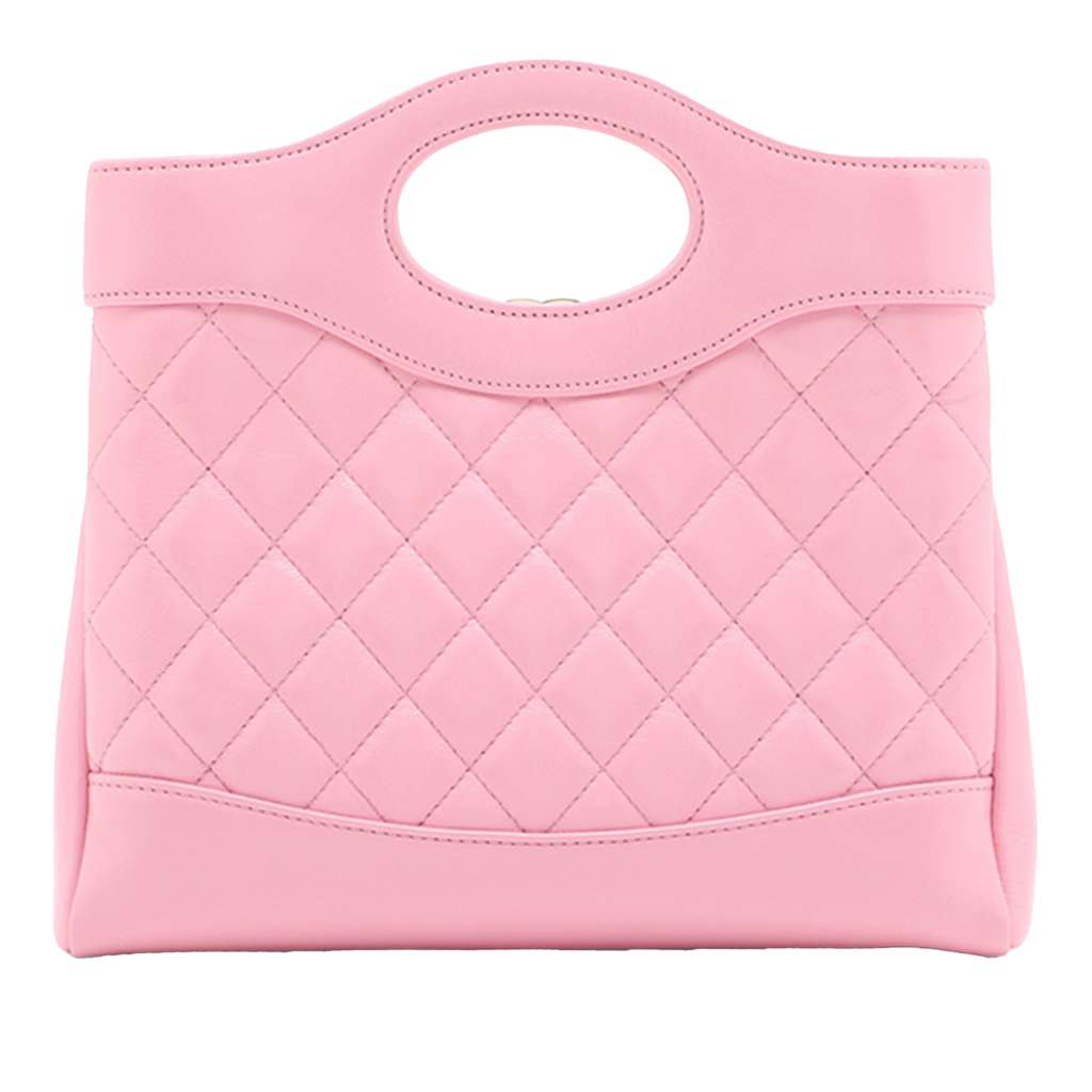 Chanel Mini Shiny Lambskin 31 Shopping Bag Pink Leather Good condition - Back View
