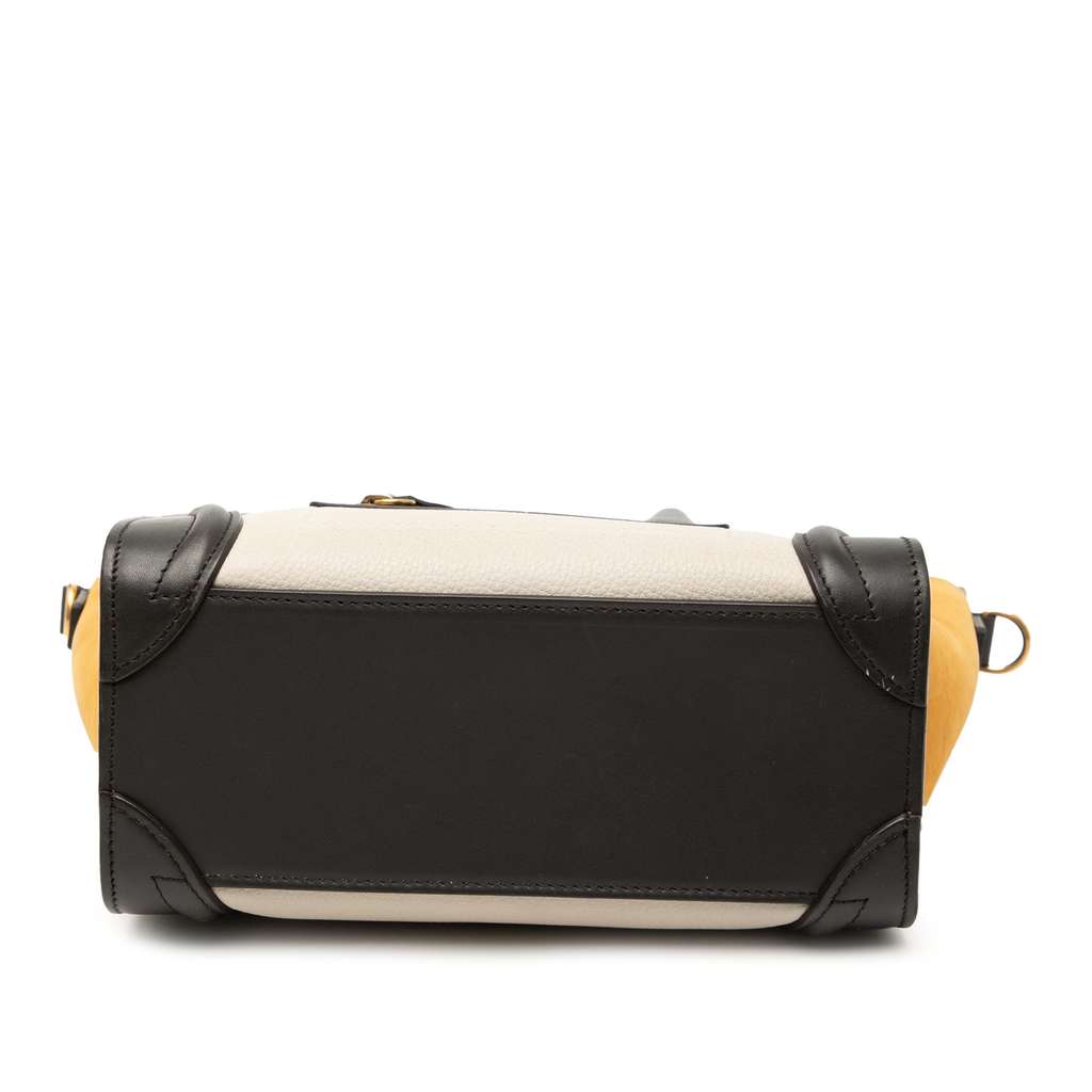 Celine Nano Tricolor Nubuck and Drummed Calfskin Luggage Tote Brown Leather Good condition - Inside View