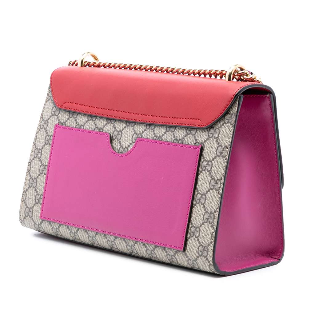 Gucci Medium GG Supreme Padlock Shoulder Bag Brown Canvas Good condition - Back View