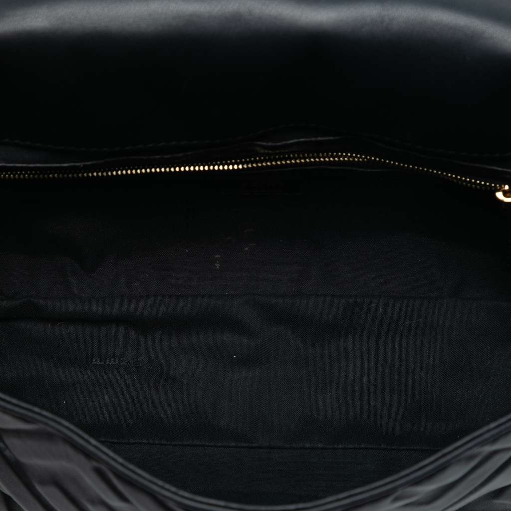 Fendi Zucca Embossed Leather Baguette Satchel Black Leather Good condition - Model View