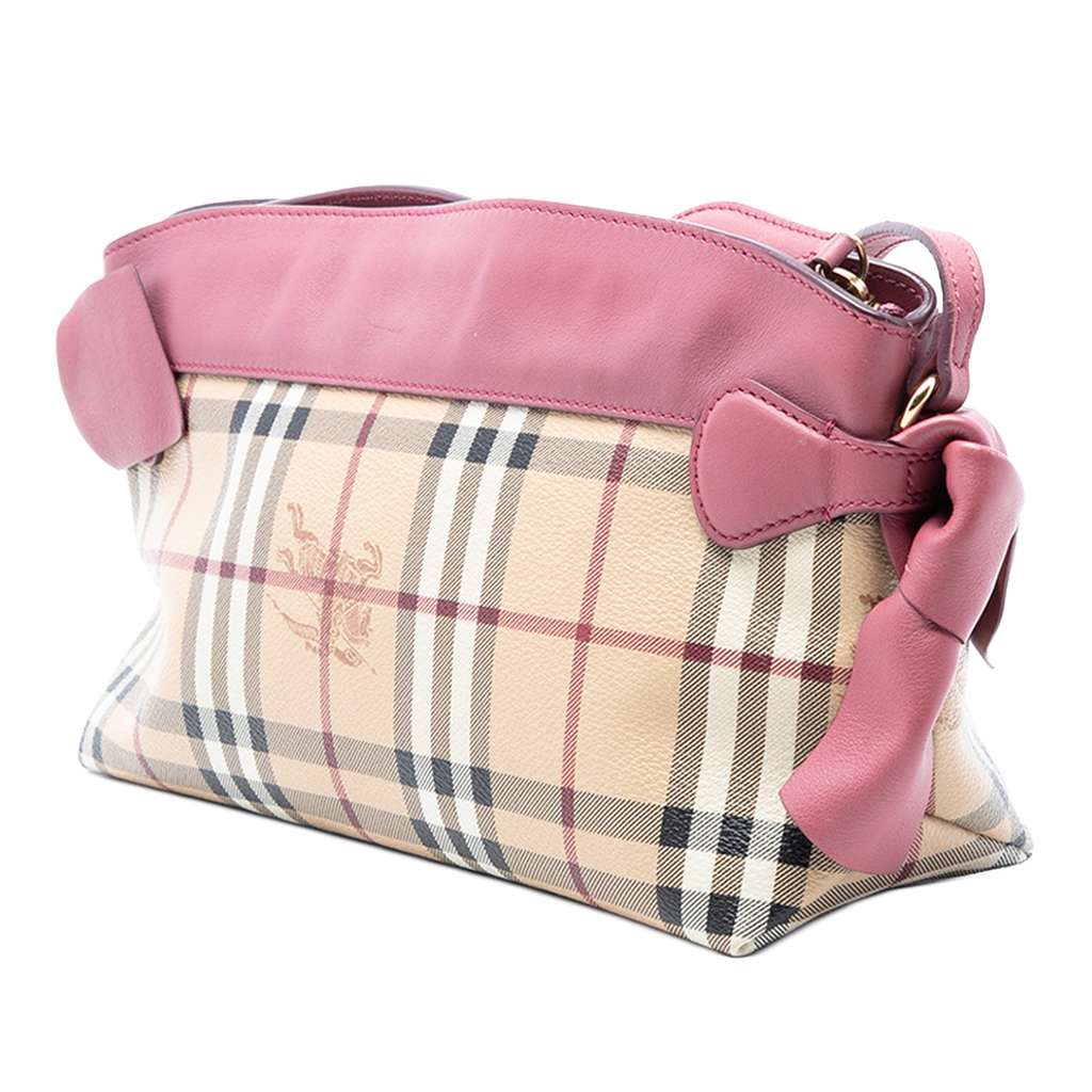 Burberry Haymarket Check Coated Canvas Bow Tie Crossbody Brown Canvas Good condition - Back View