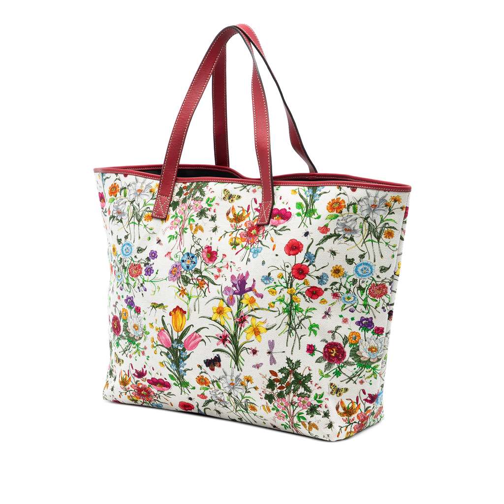 Gucci Canvas Flora Tote White Canvas Good condition - Back View