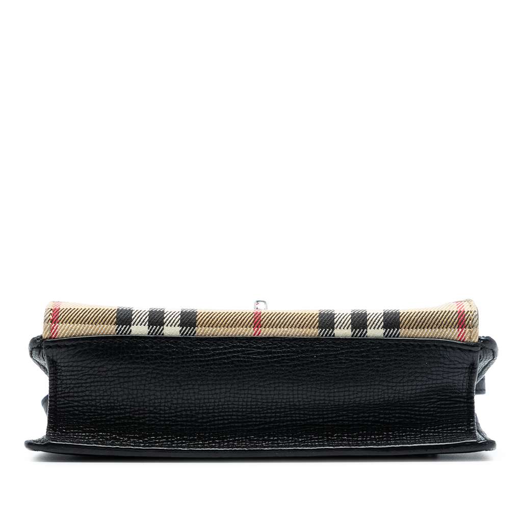 Burberry Small Leather and House Check Canvas Derby Macken Crossbody Brown Canvas Good condition - Inside View