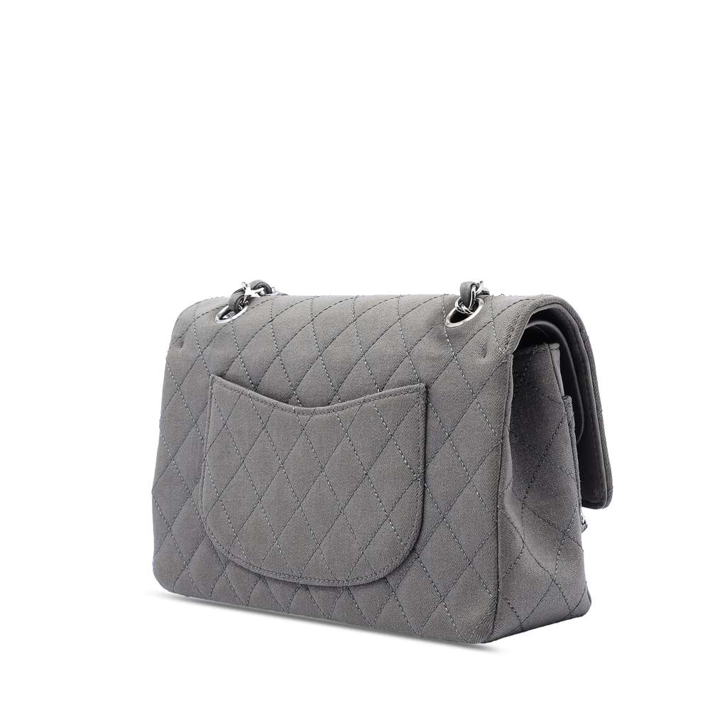 Chanel Medium Classic Suede Double Flap Grey Leather Good condition - Back View