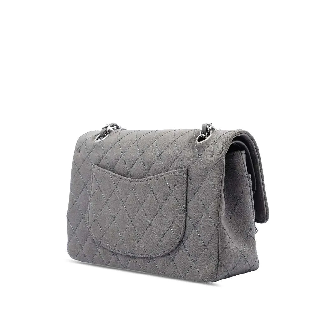 Chanel Medium Classic Suede Double Flap Grey Leather Very good - Back View