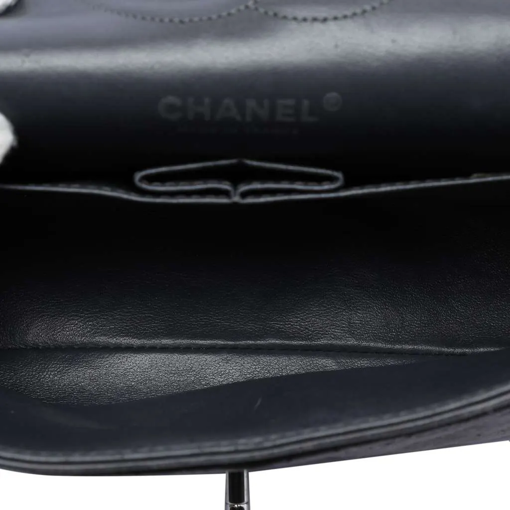 Chanel Medium Classic Suede Double Flap Grey Leather Very good - Model View