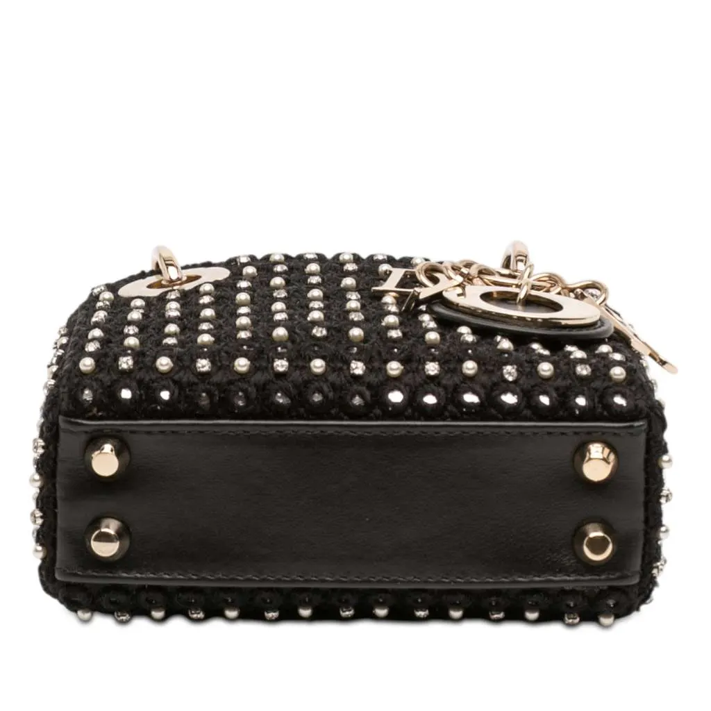 Dior Micro Satin Crystal Embellished Lady Dior Black Satin Very good - Inside View