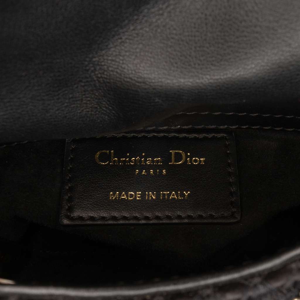 Dior Micro Satin Crystal Embellished Lady Dior Black Satin Good condition - Box View