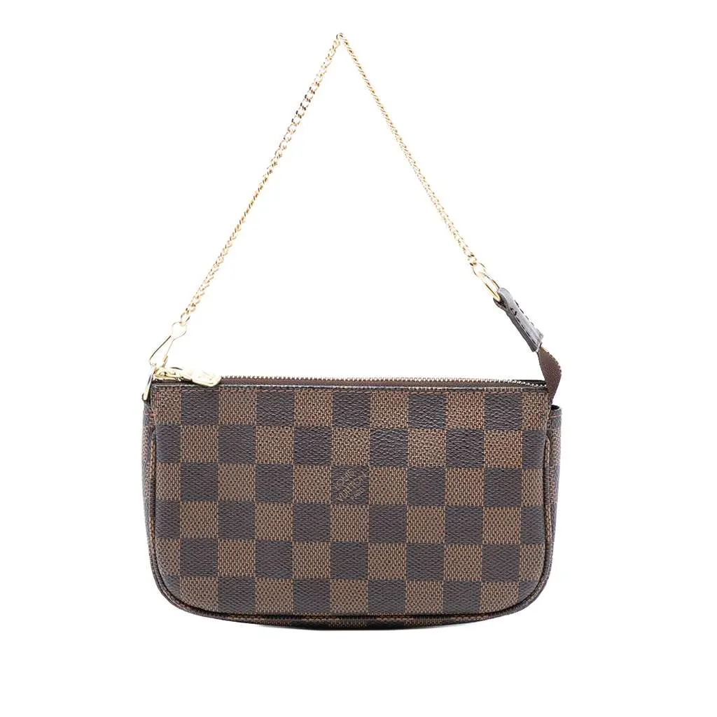 Louis Vuitton Damier Ebene Mini Pochette Accessoires Brown Very good - Front View