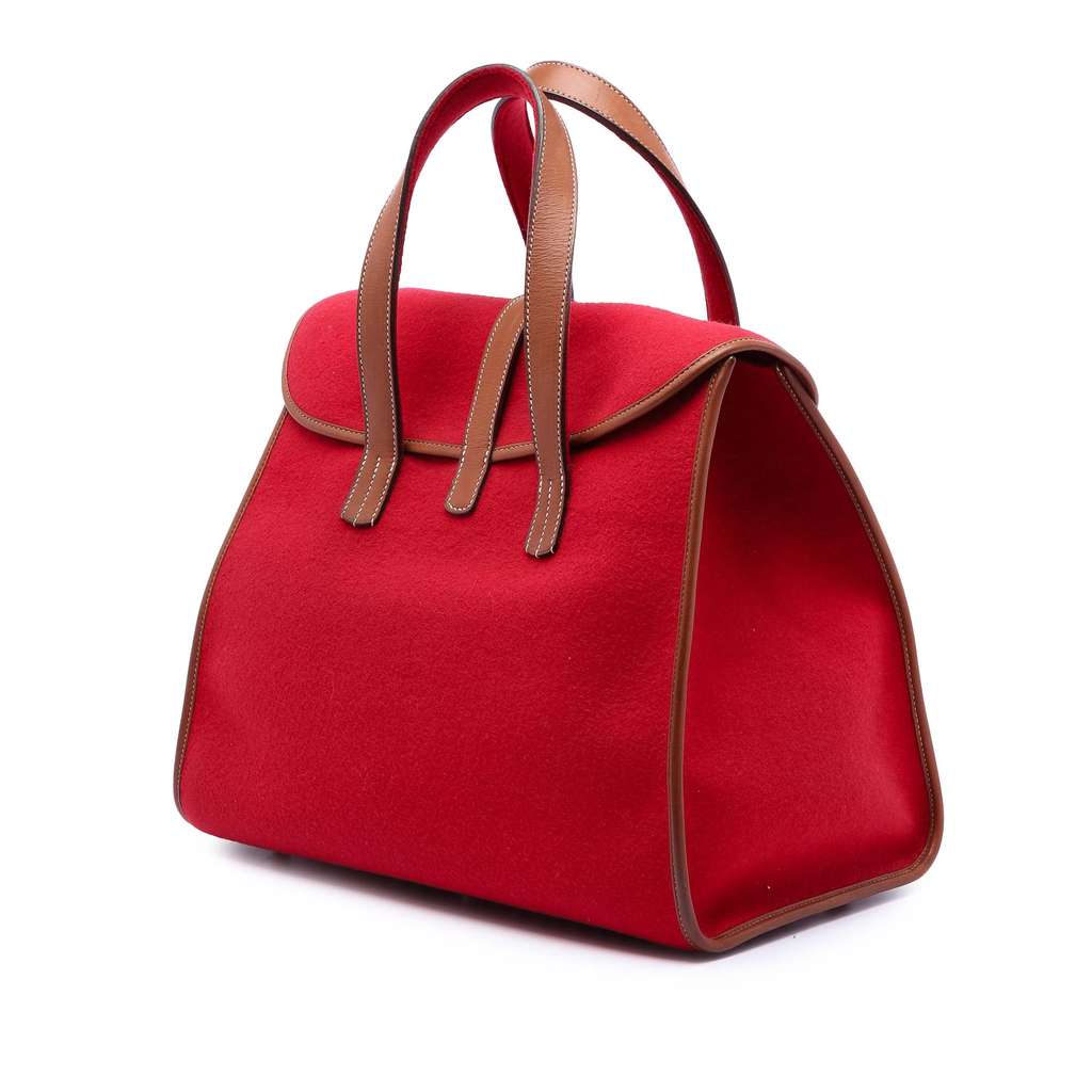 Hermès Felt and Barenia Feu2Dou Red Wool Good condition - Back View