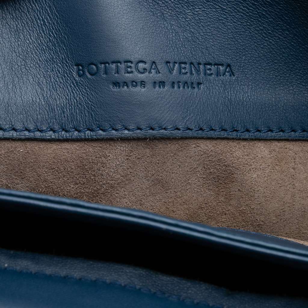 Bottega Veneta Small Nappa Intrecciato Olimpia Crossbody Blue Leather Good condition - Box View