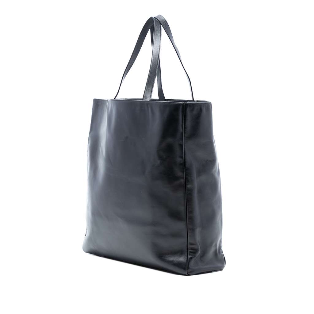 Saint Laurent Leather Reversible North South Shopper Tote Black Leather Good condition - Back View