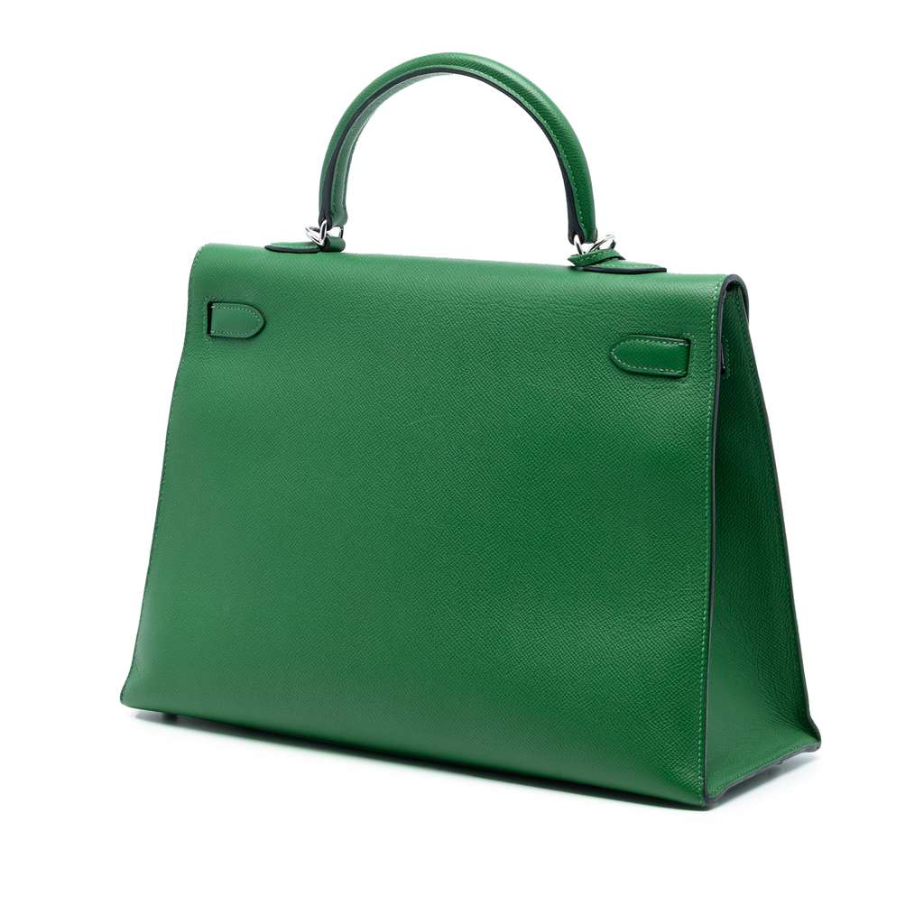Hermès Epsom Kelly II Sellier 35 Green Leather Good condition - Back View