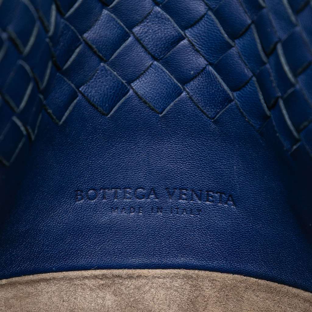Bottega Veneta Nappa Intrecciato Belt Strap Tote Blue Leather Good condition - Box View