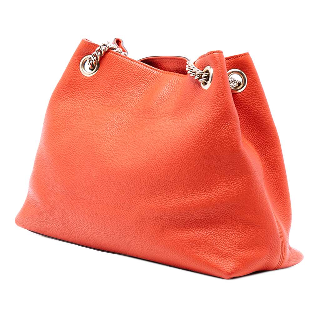 Gucci Medium Leather Soho Chain Tote Orange Leather Good condition - Back View
