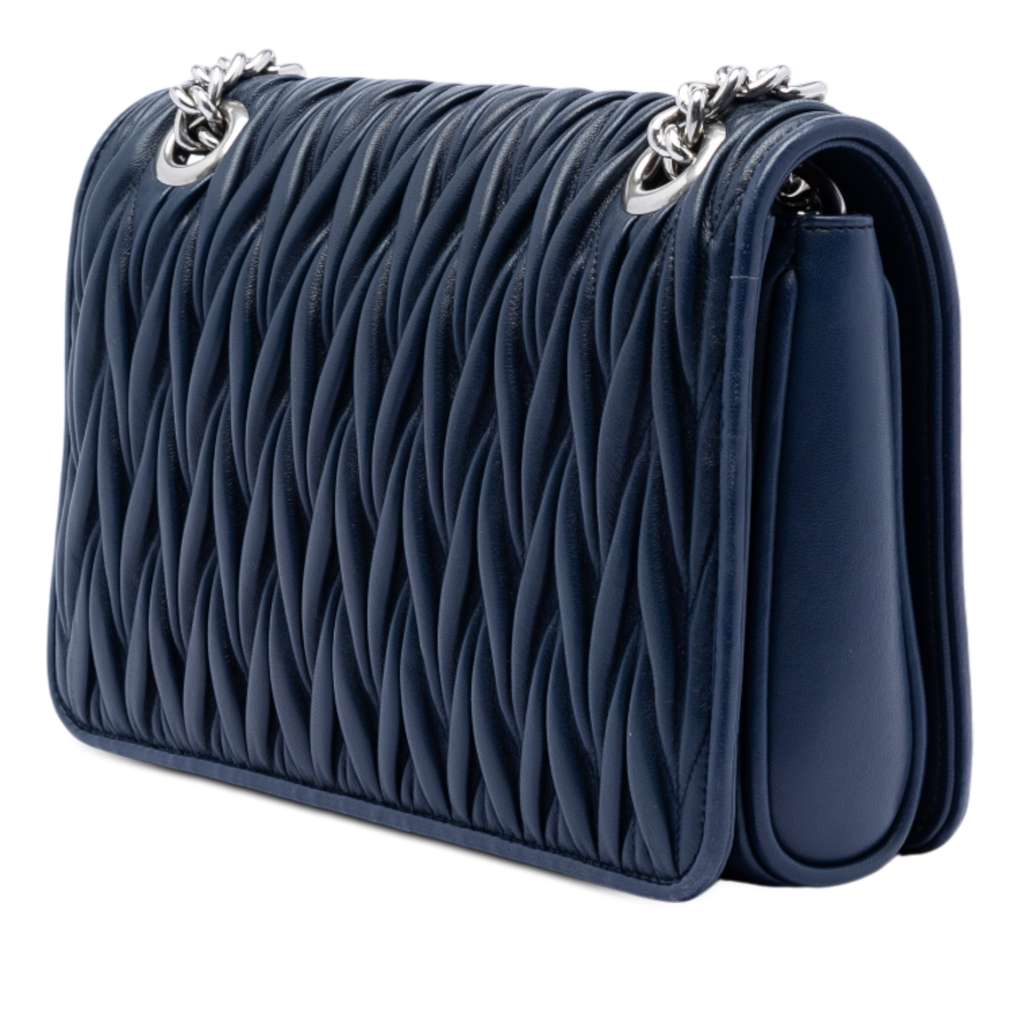 Miu Miu Matelasse Nappa Club Shoulder Bag Blue Leather Very good condition - Back View