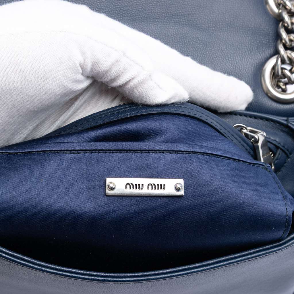 Miu Miu Matelasse Nappa Club Shoulder Bag Blue Leather Very good condition - Box View