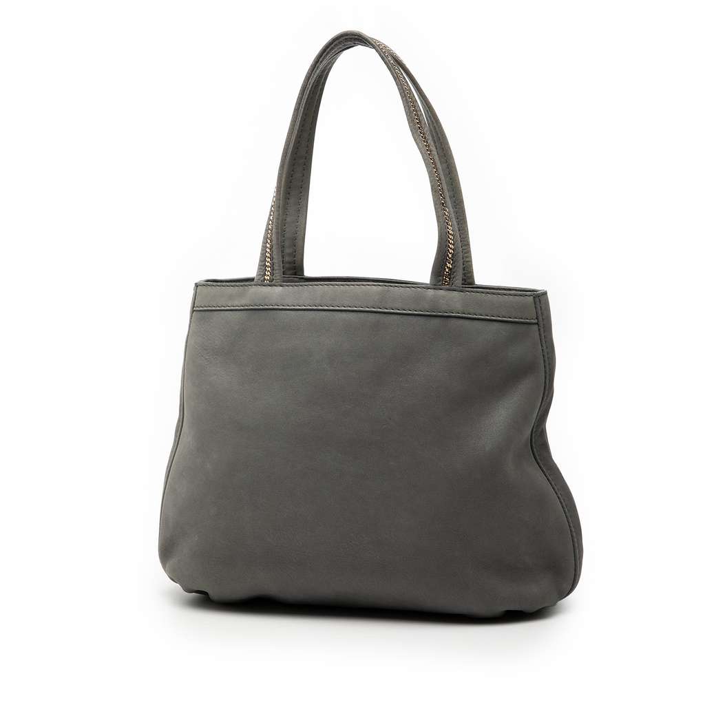 Fendi Nubuck FF Chains Tote Grey Leather Good condition - Back View
