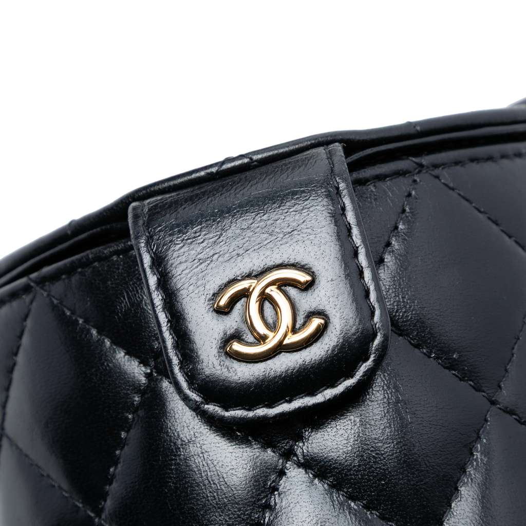 Chanel Mini Quilted Shiny Lambskin Double Sided Vanity Case with Chain Black Leather Good condition - Box View