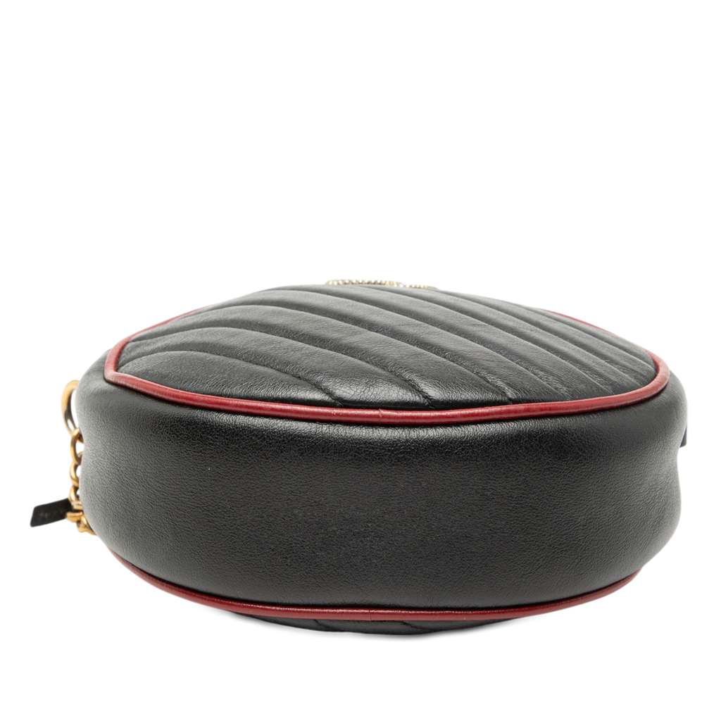 Gucci Mini GG Marmont Matelasse Leather Torchon Round Crossbody Black Leather Good condition - Inside View