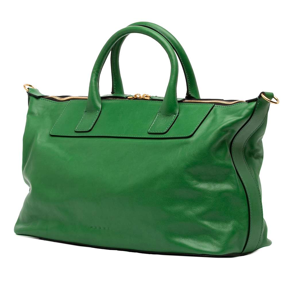 Marni Leather Top Handle Zip Satchel Green Leather Good condition - Back View