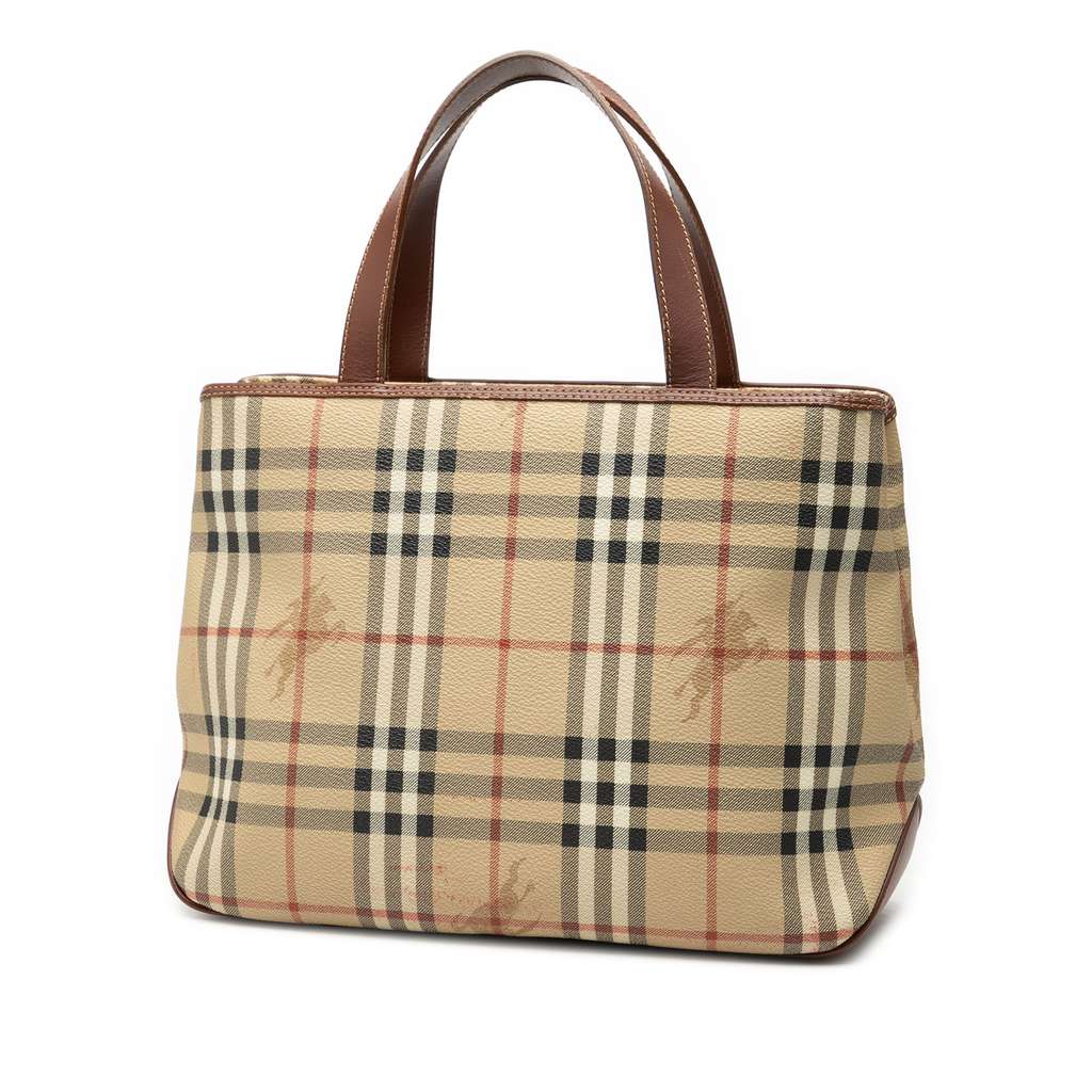 Burberry Haymarket Check Coated Canvas Tote Brown Canvas Good condition - Back View
